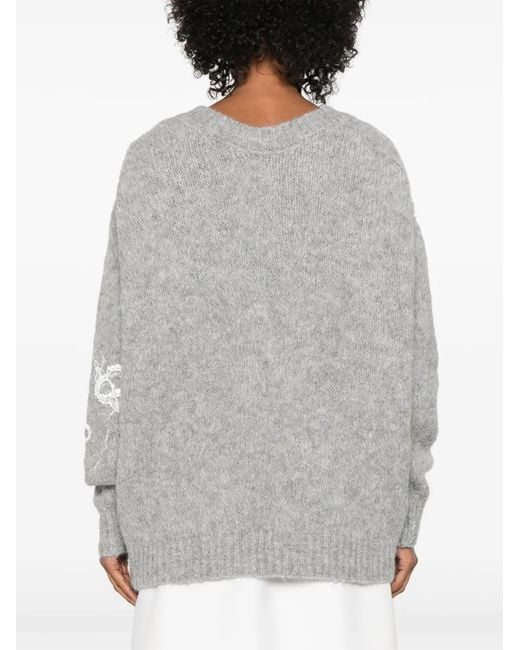 BERNADETTE Gray Floral-Motif Sweater