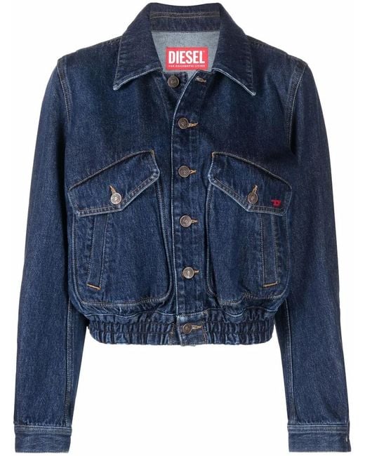DIESEL Blue De-Tracy Denim Bomber Jacket