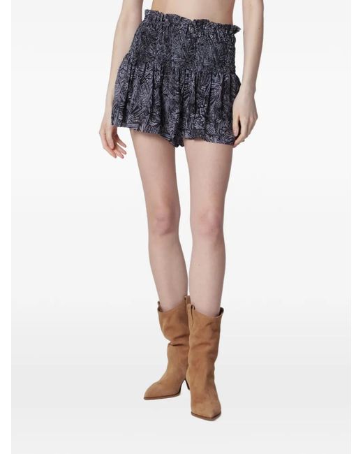 Isabel Marant Blue Maelly Smocked Shorts