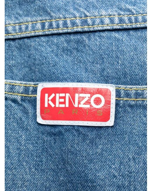 メンズ KENZO ハイウエスト ワイドジーンズ Blue