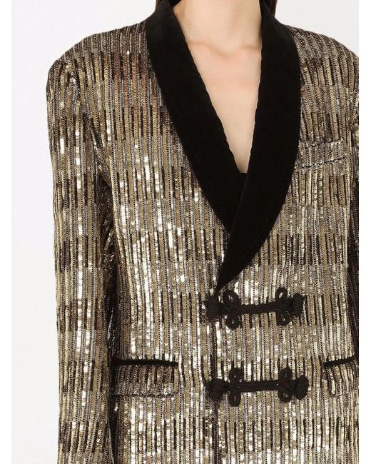 Dolce & Gabbana Multicolor Toggle-Fastening Sequin-Embellished Jacket