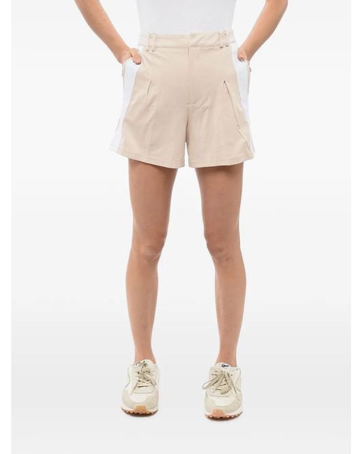 John Richmond Natural Side-Stripe Pleated Shorts