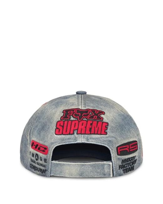 Supreme X Fox Racing Logo-Embroidered Cap in Blue for Men | Lyst