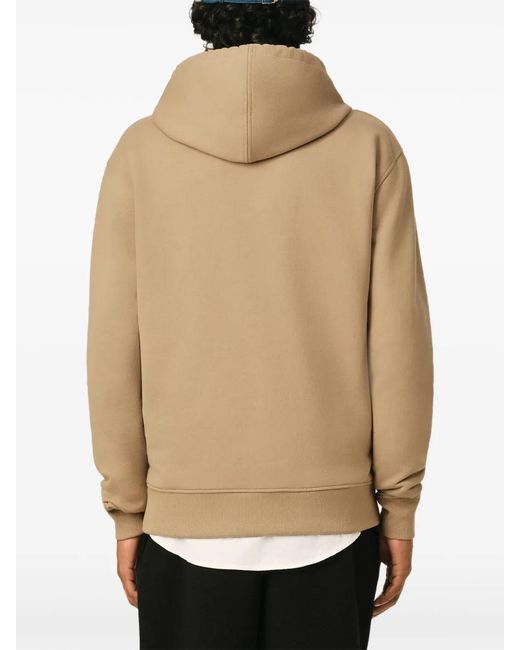 AMI Natural Zipped Cotton Hoodie With Ami De Coeur for men