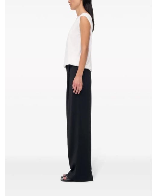 Another Tomorrow Black Relaxed Wide Leg Pant