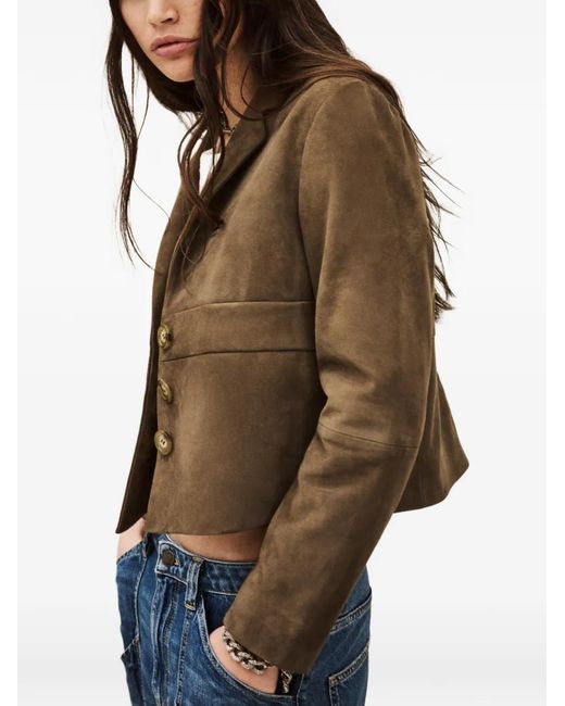 Ba&sh Brown Morfeo Suede Short Jacket