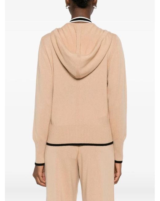 Pinko Natural Zip-Up Knitted Hoodie