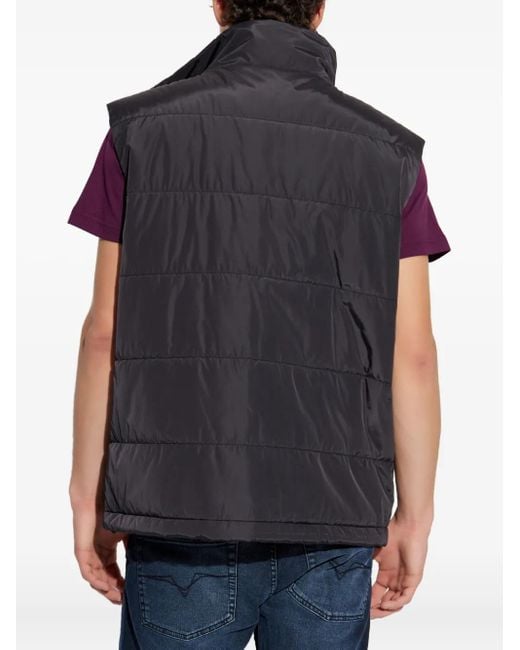 Versace Jeans Couture Black Insulated Vest With A Stand-Up Collar for men