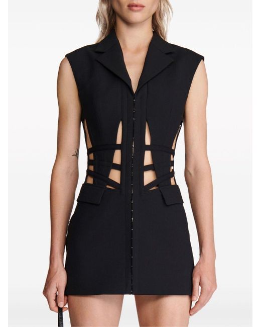 Dion Lee Black Sleeveless Caged Corset Minidress