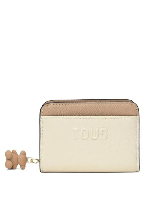 Tous Natural Medium Doble Audree Bear-Charm Zip Wallet