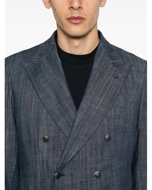 Tagliatore Blue Denim Blazer for men