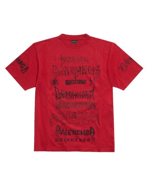 Balenciaga Red Diy Metal Cotton T-shirt