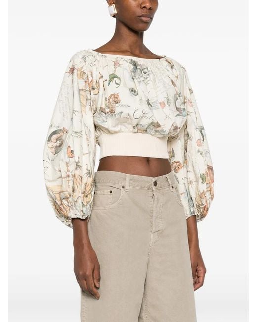 Zimmermann White Printed Blouse