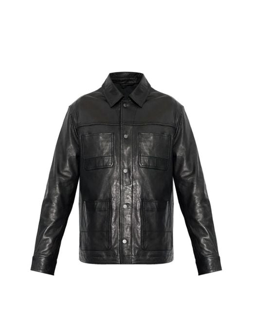 AllSaints Black Saxon Leather Jacket for men