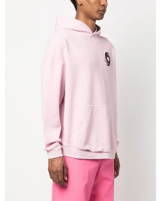 Palm Angels Pink Hurricane Devore-Print Hoodie for men