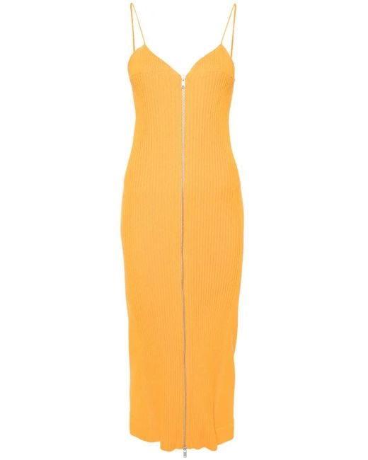 Jil Sander Orange Robe En Maille À Fermeture Zippée
