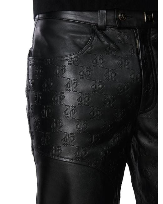 PLACE OF ELMS White Monolink-Debossed Leather Trousers for men
