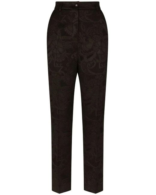 Dolce & Gabbana Black Jacquard High-Waist Trousers