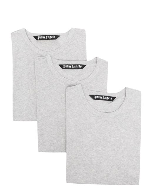 Palm Angels White Round-neck Short-sleeve T-shirt (pack Of Three) for men