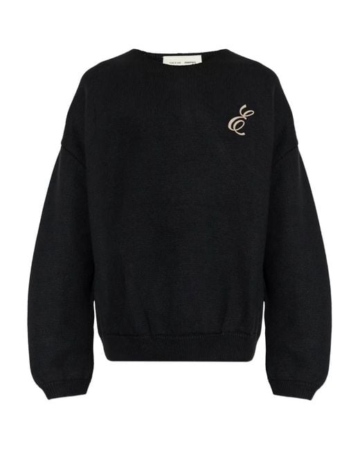 Fear Of God Black Logo-Embroidered Crew-Neck Sweater for men
