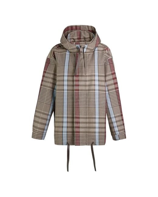 Tod's Gray Checked Rain Coat