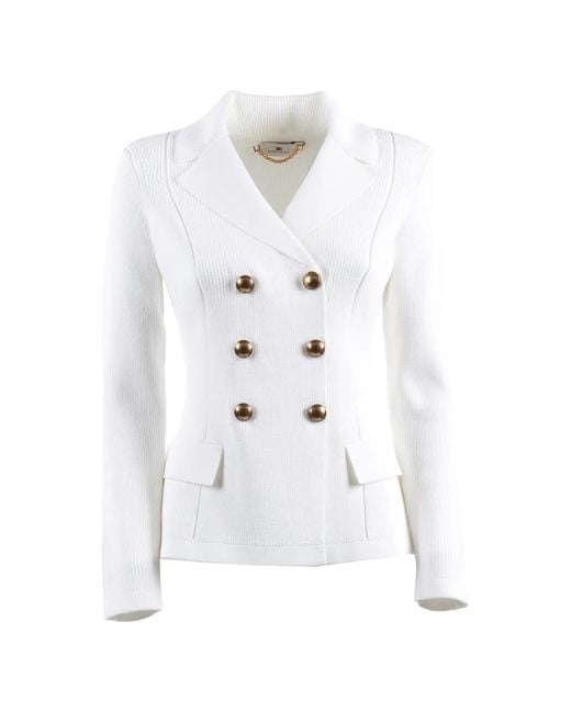 Elisabetta Franchi レディース ホワイト ダブルジャケット