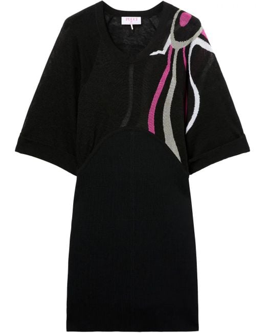 Emilio Pucci Black Marmo-Print Dress