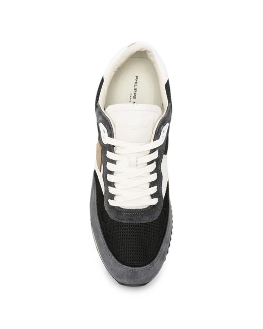 Philippe Model White Logo-Patch Panelled Sneakers for men