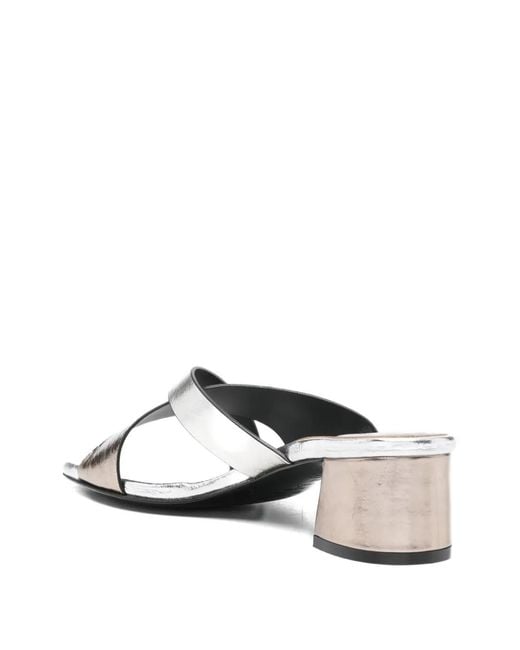DONNARì White Crossover-Strap Leather Sandals