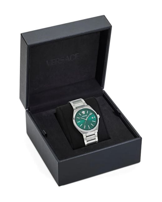 Versace Green Steel Greek Key 39Mm for men