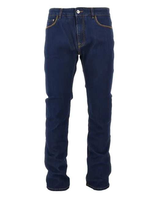 Jeans Con Cuciture A Contrasto di Etro in Blue da Uomo