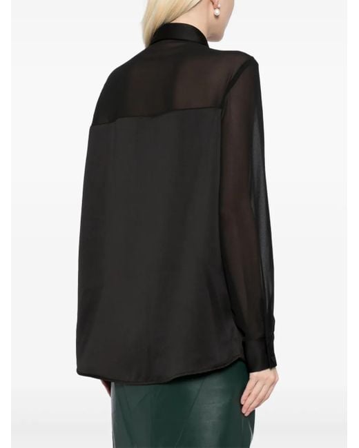 SIMONA CORSELLINI Black Rhinestone-Embellished Satin Shirt