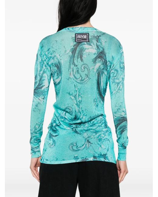 Versace Jeans Couture Blue Printed Cardigan