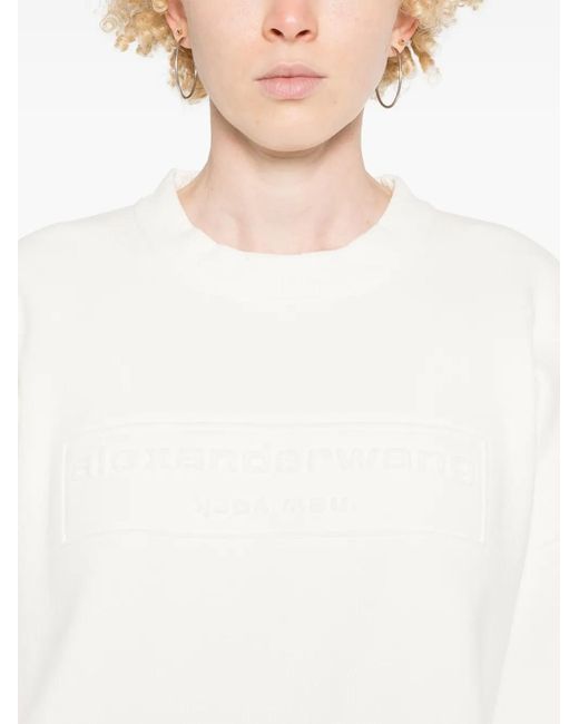 Alexander Wang White Logo-Embroidered Ribbed Sweater