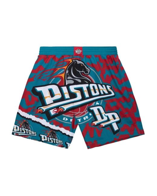 Mitchell & Ness Blue X Nba Detroit Pistons Jumbotron 2.0 Sublimated Shorts for men