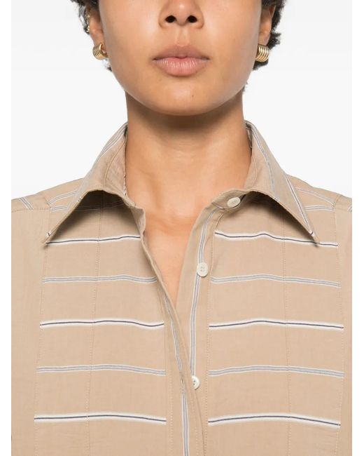 Moschino Natural Striped Short-Sleeve Shirt