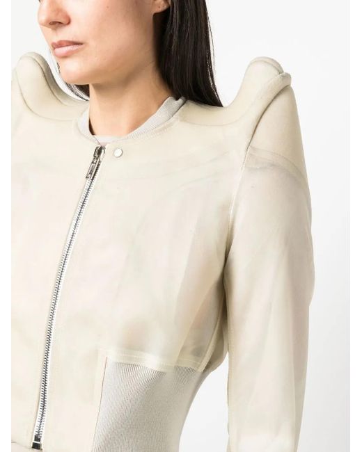 Rick Owens White Cropped Zip-Up Jacket
