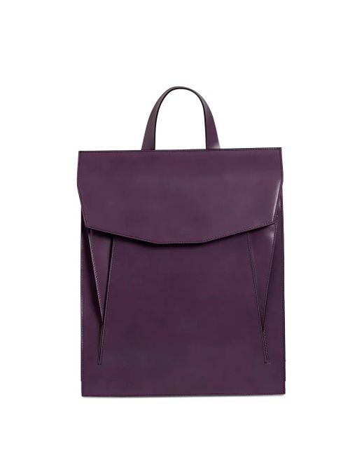 Merryl Tielman Purple Claudie Flap-Pocket Leather Backpack