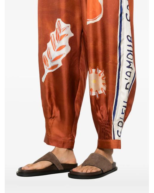 ALÉMAIS Orange Soleil D'Amour Print Trousers