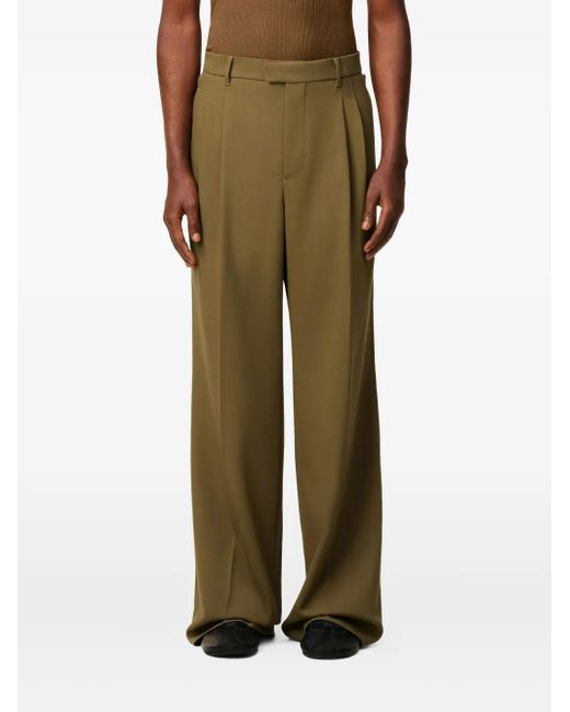 Pantaloni Sartoriali A Gamba Ampia Con Pieghe di AMI in Green da Uomo