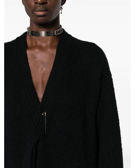 Yohji Yamamoto Black Asymmetric V-Neck Cardi-Coat