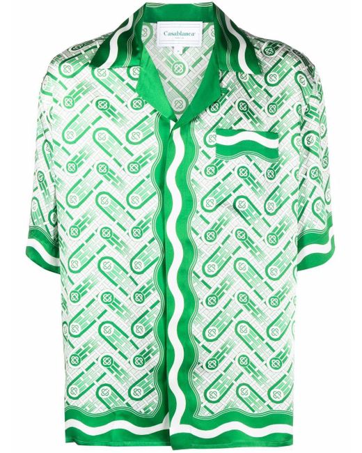 CASABLANCA Green Ping Pong Monogram-print Shirt for men