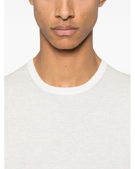 Caruso White Short-Sleeves Cotton T-Shirt for men