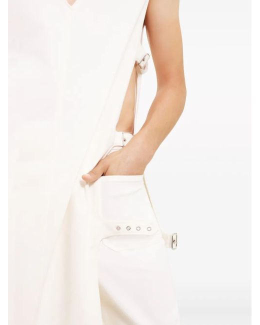 Courreges White Multiple-Buckle Denim Dress
