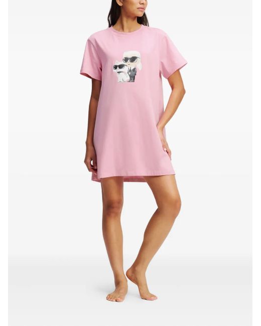 Karl Lagerfeld Pink Ikon T-Shirt Pajama Dress