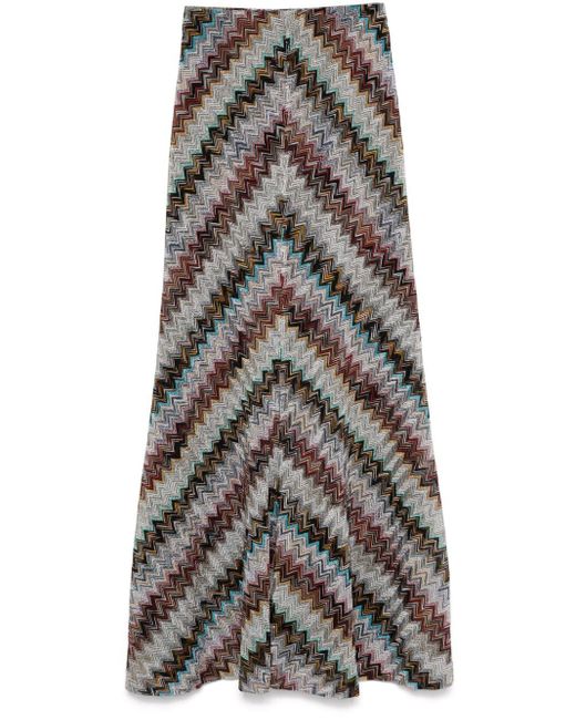 Missoni Gray Zigzag Flared Maxi Skirt