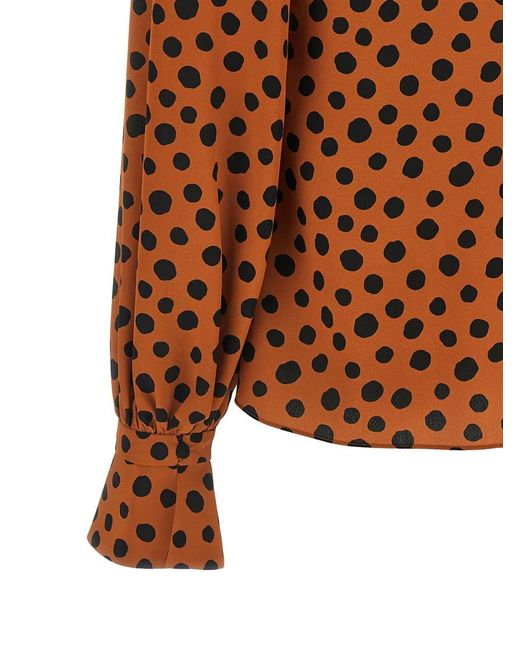 Valentino Garavani Brown Polka-Dot-Print Shirt