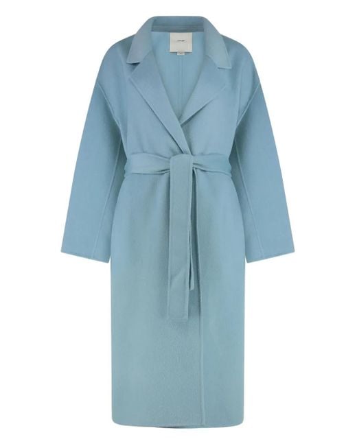 Calvin Klein Blue Lapel-Collar Belted Coat
