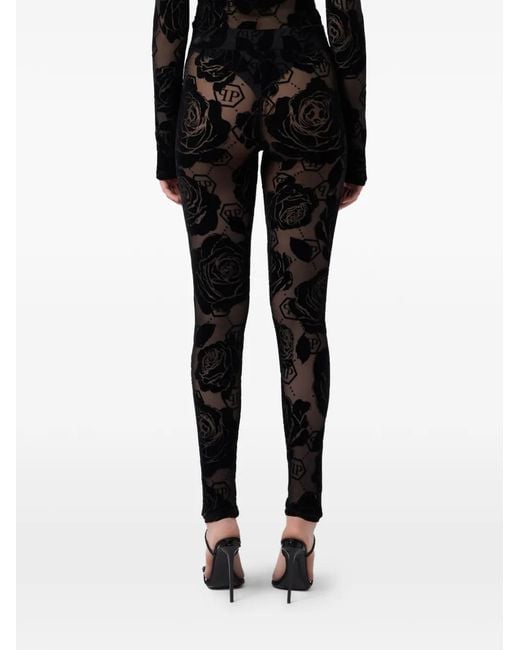 Philipp Plein Flock Legging Met Monogram in het Black