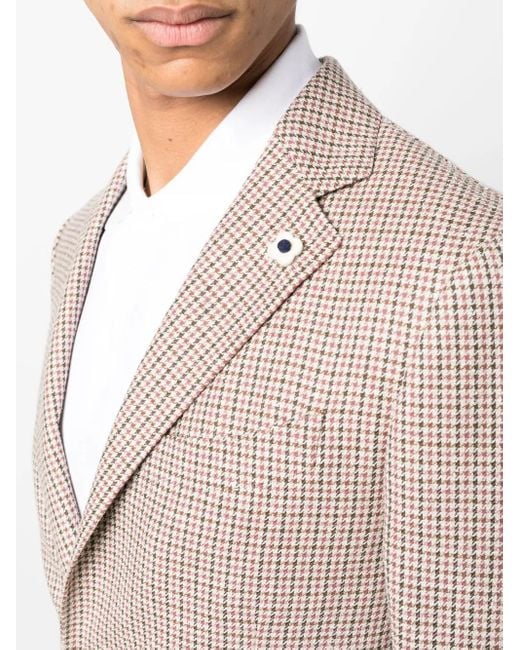 Lardini Natural Pota Houndstooth-Pattern Blazer for men